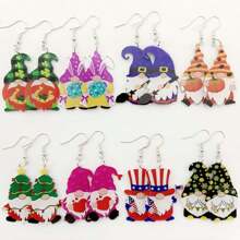 8pairs Cute Easter Gnome Dangle Earrings, Funny Gnome Pendant Earrings For Women Holiday - Multicolor - View 14