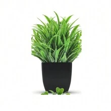 1个/2个/3个/4个黑色花盆，搭配小型仿真植物，适用于浴室和卧室，内含塑料桉树和迷你小麦草，美观的迷你仿真植物，人造盆栽桉树，仿真植物，适用于家庭办公室、农舍、浴室、桌子、架子等室内装饰，是室内办公桌仿真植物装饰的理想之选。 - 綠色 - 查看 12