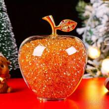 Nuevo adorno de manzana de escritorio de vidrio transparente, un regalo exquisito para Navidad, Día de San Valentín