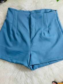 Layeras New Women's Shorts With Zipper On The Left, No Pocket And No Elastane Cold Weather Material - 淺藍色 - 查看 4