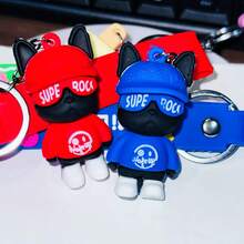 2pcs KitSuper Cool Hat Fighting Dog Keychain 3D Three-Dimensional Doll Street Pendant Keychain Small Gift - Nhiều màu - Xem 2
