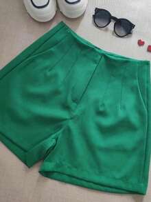 Layeras New Women's Shorts With Zipper On The Left, No Pocket And No Elastane Cold Weather Material - 綠色 - 查看 5