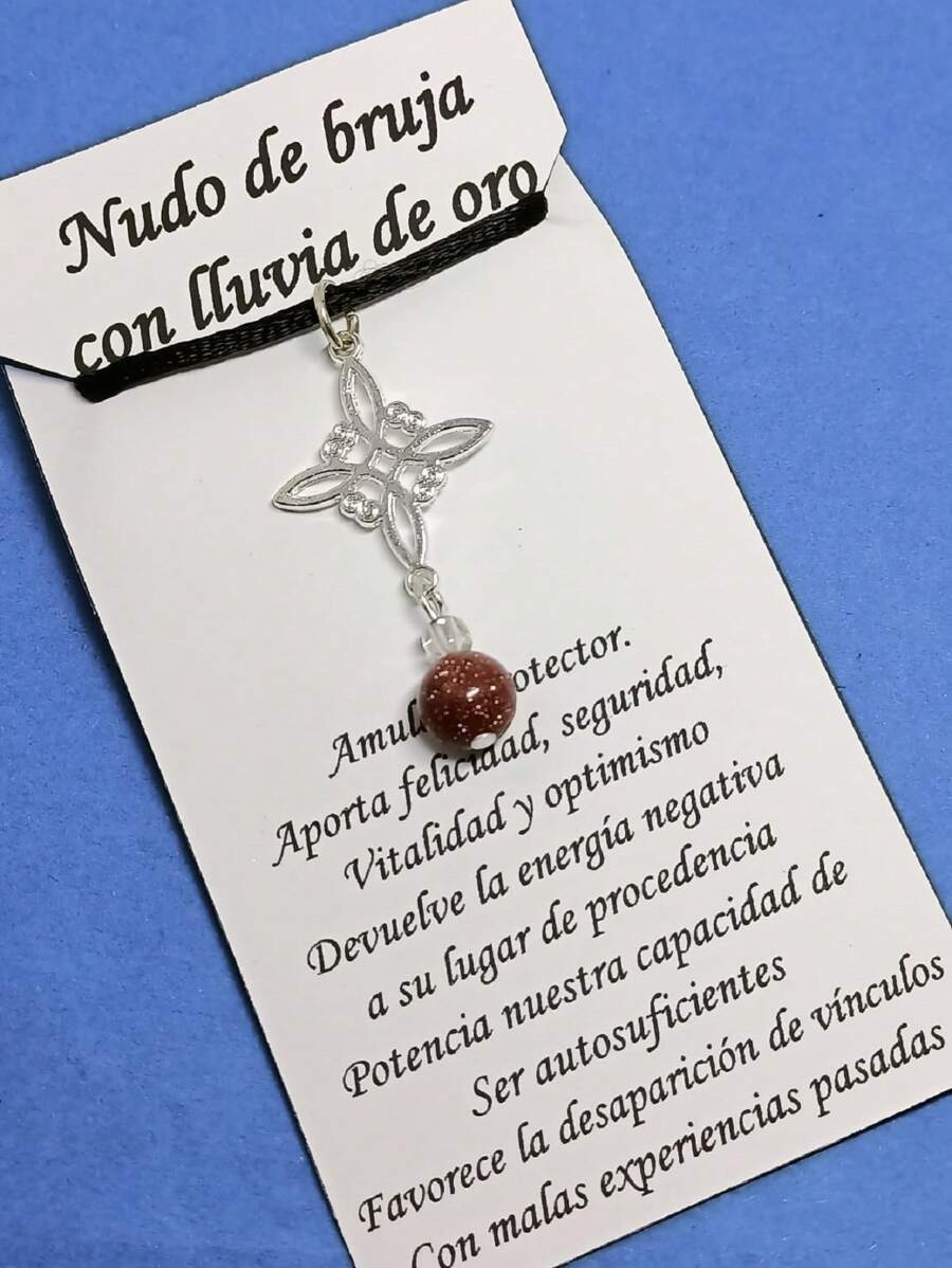Witch Knot Necklace Pewter Protection Quartz Protection Amulet Evil Eye - 金色淋浴 - 查看 1