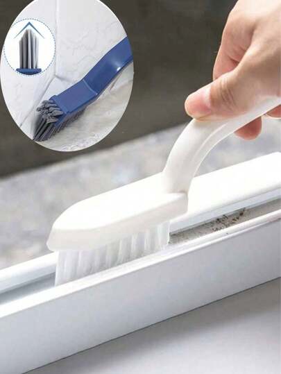 Escova de limpeza manual versátil para ranhuras - Perfeita para banheiro, azulejos e trilhos de janelas - Ferramenta para remoção de poeira com design que não alcança cantos difíceis, utensílio de limpeza para banheiro (Pinças combinando de dois estilos serão enviadas aleatoriamente)