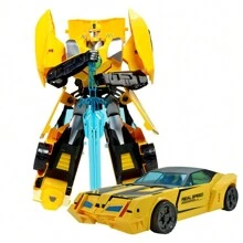 Transforming Robot Action Figure - Bumblebee Warrior Mech, Converts To A Yellow Toy Car - Multicolor - View 6