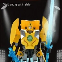 Transforming Robot Action Figure - Bumblebee Warrior Mech, Converts To A Yellow Toy Car - Multicolor - View 8