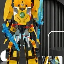 Transforming Robot Action Figure - Bumblebee Warrior Mech, Converts To A Yellow Toy Car - Multicolor - View 5