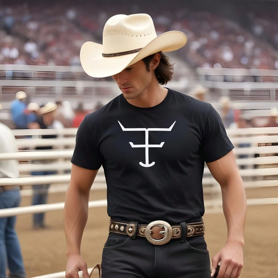 Texas Cowboy Country T-Shirt Men's Texasfarm - 黑色 - 查看 1