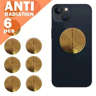 6 Stück Elektromagnetische Feld Strahlungsschutz Aufkleber, 5G Quantenschutz Handyhülle Runde Aufkleber, Elektromagnetische Strahlung Blocker, Negative Ionen + Fernfeld, geeignet für Handy, Computer, Laptops, iPads