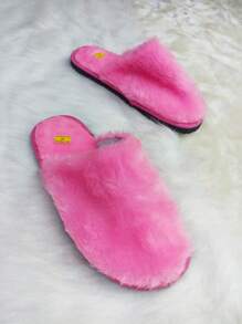Plush Slipper, Comfortable Plush Slipper With Non-Slip Sole, Unisex And Various Colors - 粉色 - 查看 2