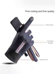 1 par de luvas térmicas de inverno com forro - Luvas de ciclismo femininas à prova de vento, resistentes ao frio e antiderrapantes, ideais para atividades ao ar livre - Isoladas, impermeáveis e compatíveis com smartphones com tela sensível ao toque.