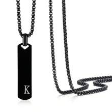 1 件简约时尚不锈钢 26 字母吊坠项链，60 厘米不锈钢盒链，适合作为送给朋友和爱人的礼物 - 簡約時尚不鏽鋼26字母項鍊吊墜 - 查看 49