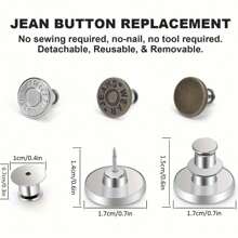 6pcs/Pack Letter Design Elastic Adjustable Waist Button For Trousers & Skirts, No Sewing Required, Stainless Steel, DIY Sewing Accessories