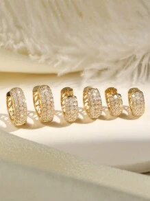 rakol Bộ 6 khuyên tai đá Cubic Zirconia phong cách Bohemian thời trang đa năng, thích hợp để trang trí xếp chồng hàng ngày cho phụ nữ - Hoa tai - Xem 17