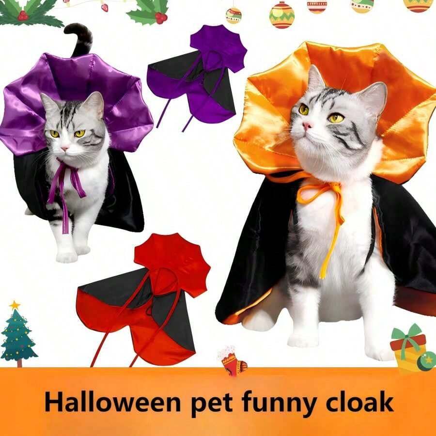 1pc Polyester Halloween Pet Funny Creative Cape, Personalized Cat Dog Cloak Pet Halloween Costume, Suitable For Small, Medium And Large Dogs - Multicolor - View 1