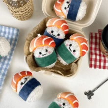 Cute Japanese Salmon Squishy Plush Keychain Sushi Rice Ball Doll Pendant - Multicolor - View 5