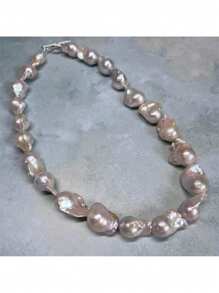 MYSOYA 100% Handmade Natural Baroque Faux Pearl Necklace With Lobster Clasp, 13-18mm Baroque Faux Pearl, Comes With Gift Box, Personalized Gift For Him/Her, Suitable For Daily Wear, Birthday, Anniversary, Wedding, Valentine's Day, New Year