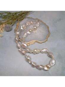 MYSOYA 100% Handmade Natural Baroque Faux Pearl Necklace With Lobster Clasp, 13-18mm Baroque Faux Pearl, Comes With Gift Box, Personalized Gift For Him/Her, Suitable For Daily Wear, Birthday, Anniversary, Wedding, Valentine's Day, New Year