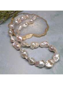 MYSOYA 100% Handmade Natural Baroque Faux Pearl Necklace With Lobster Clasp, 13-18mm Baroque Faux Pearl, Comes With Gift Box, Personalized Gift For Him/Her, Suitable For Daily Wear, Birthday, Anniversary, Wedding, Valentine's Day, New Year