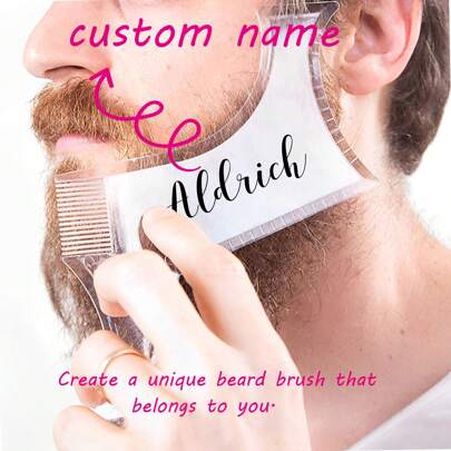 1pc Beard Shaping Comb, Goatee Shaping Template Tool, Customized Name Beard Shaper Ruler, Beard Comb