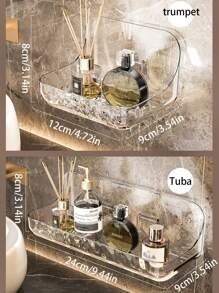 1/2pcs Bathroom Storage Shelf, Good Load-Bearing, No Perforated Wall Hanging Transparent Storage Box, Suitable For The Bathroom And Kitchen Home Bathroom Decor Bathroom Organizer Fall Decor Back To School