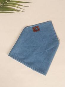 1pc Casual Denim Effect Polyester Pet Bandana, Suitable For Medium/Small Dogs Like Teddy & Poodle, For Outdoor & Indoor Use (Not For Large Breeds)
