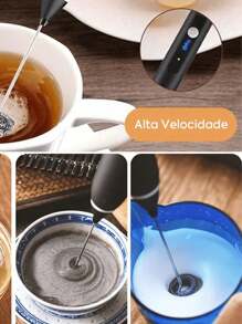 迷你便携式搅拌机饮料搅拌器打蛋器牛奶起泡器 USB 可充电厨房咖啡厅鸡蛋 - 黑色 - 查看 3