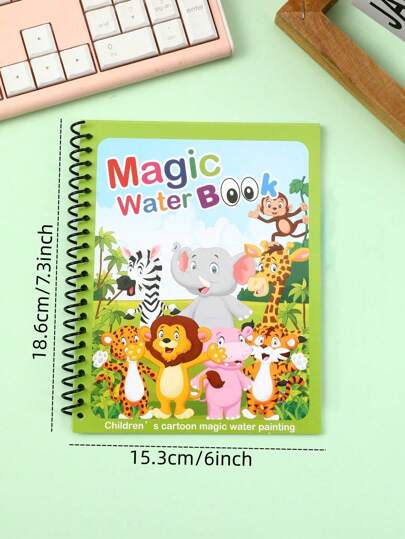 1 件随机神奇动物水绘本玩具多种主题可重复使用彩色魔法水绘本，配 1 支随机颜色水笔 返校，返校，学校用品