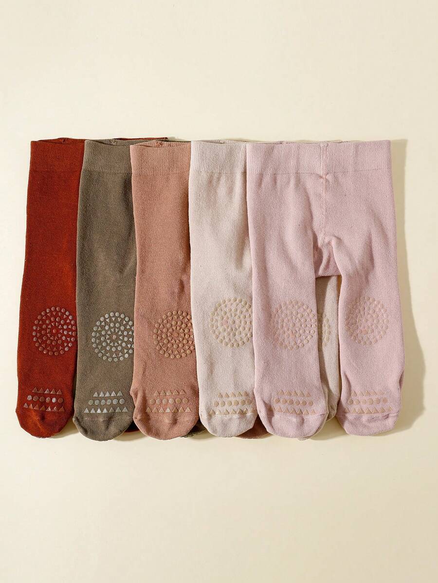 5 件装婴儿简约中性色圆点粘性防滑爬行护腿 - 彩色 - 查看 1