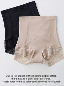 1 件性感蕾丝高腰短裤、收腹束腰、紧身裤、桃形塑身内衣健身配件、腹部瘦身束腹带、腹部瘦身束腰带