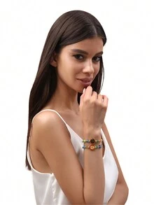 12 件圣本笃手链邪眼珠弹力线天主教圣本笃勋章吊坠可调节手链祈祷礼物适合男女 - 彩色的 - 查看 3