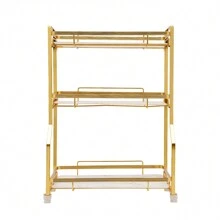 三层浴室台面收纳架置物架柜台浴室储物架家居浴室装饰浴室收纳架夏季返校季 - 金色 - 查看 8