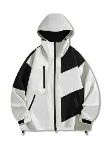 1pc Men's Windproof Waterproof Casual Outdoor Jacket - White - View 1