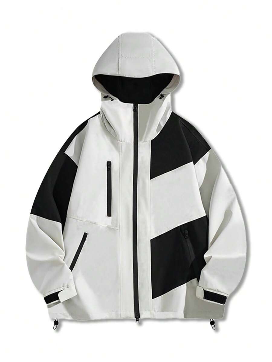 1pc Men's Windproof Waterproof Casual Outdoor Jacket - White - View 1