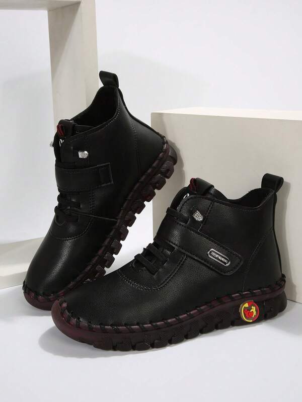 1 par de botas femininas sem cadarço, forro térmico quente e grosso, botas de neve curtas antiderrapantes para mulheres, outono/inverno 2024, novidades