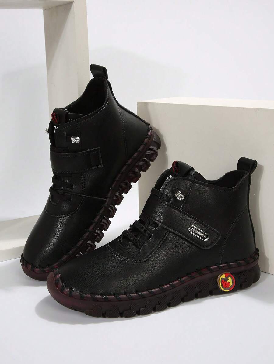 1 par de botas femininas sem cadarço, forro térmico quente e grosso, botas de neve curtas antiderrapantes para mulheres, outono/inverno 2024, novidades