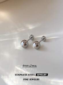 1 对 316L 不锈钢抛光球形耳钉优雅防过敏螺丝后背休闲时尚珠宝 - Spiral - 查看 17
