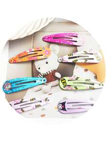 10 peças Grampos de Cabelo Florais Ditsy de Cores Aleatórias para Crianças, Acessórios de Cabelo com Flores de Desenho Animado Fofos para Crianças