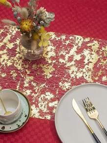 1 件玫瑰金亮片网状桌旗，适用于派对、婚礼、宴会、餐桌装饰