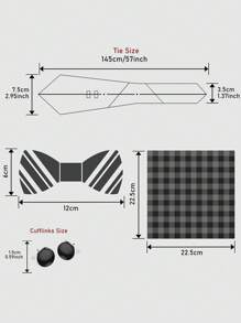 AlanKing 1 Bộ hộp quà tặng sang trọng chứa cà vạt sọc, nơ, khăn bỏ túi, khuy măng sét, phụ kiện vest cho nam giới công sở trang trọng - Màu sắc hỗn hợp - Xem 11