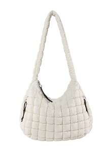 绗缝羽绒手提包、蓬松斜挎单肩包、轻质尼龙流浪包、羽绒手提包、旅行包，非常适合日常使用、办公、旅行 - 杏色 - 查看 13