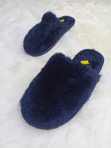 Plush Slipper, Comfortable Plush Slipper With Non-Slip Sole, Unisex And Various Colors - Navy Blue - View 1