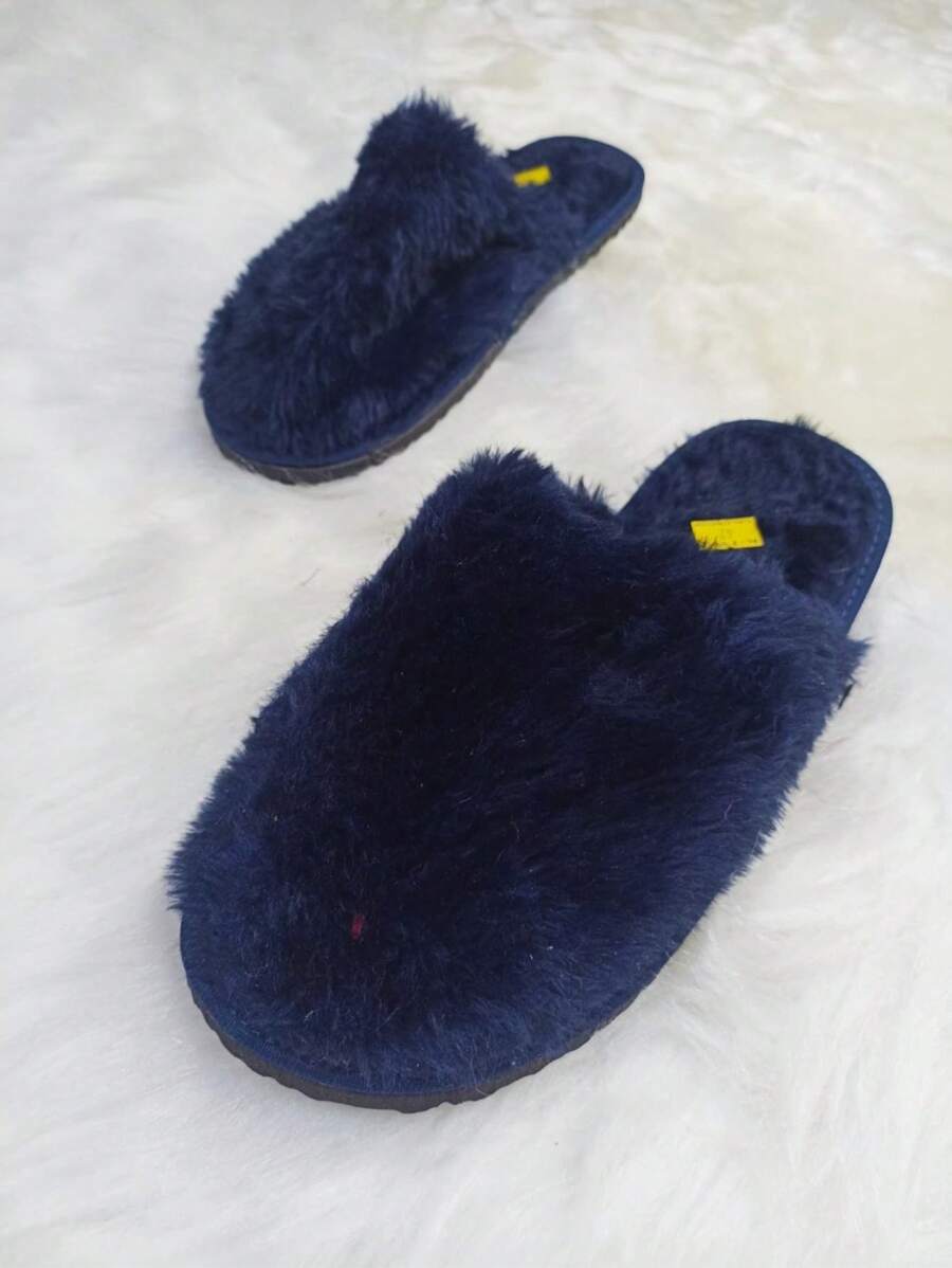 Plush Slipper, Comfortable Plush Slipper With Non-Slip Sole, Unisex And Various Colors - Navy Blue - View 1