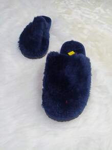 Plush Slipper, Comfortable Plush Slipper With Non-Slip Sole, Unisex And Various Colors - Navy Blue - View 3