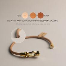 BLKSMTH Women's Fashion Minimalist Gold-Plated Horseshoe Buckle Leather Bracelet - Gold plated horseshoe buckle - View 2