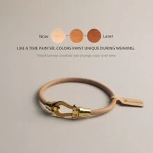 BLKSMTH Women's Fashion Minimalist Gold-Plated Horseshoe Buckle Leather Bracelet - Gold plated horseshoe buckle - View 10