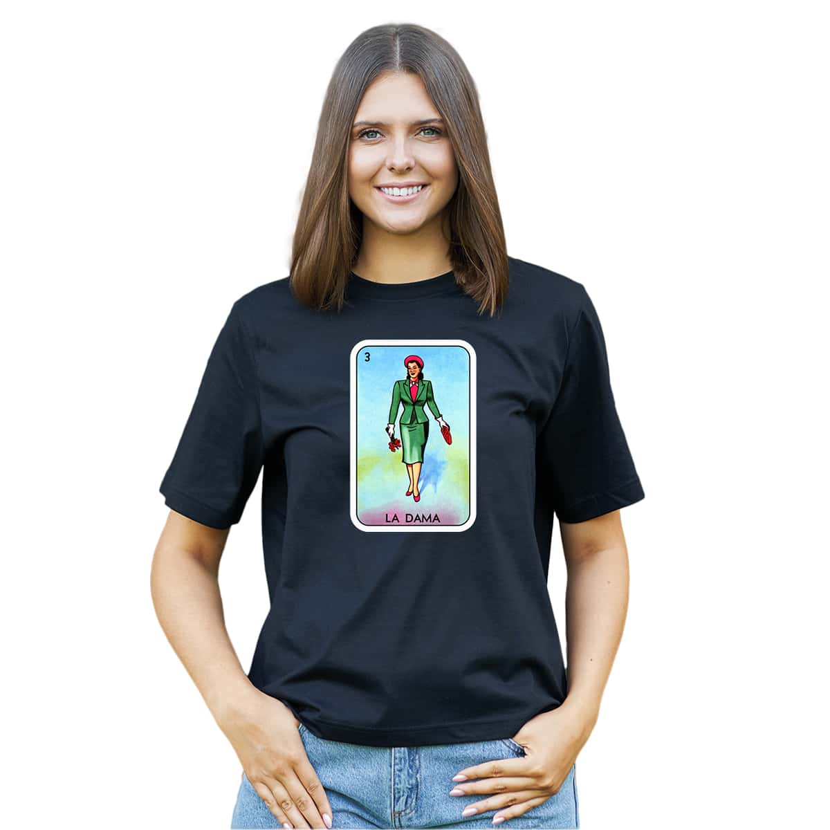 Playera manga corta estampada fiestas mexicanas loteria - Negro - Ver 1