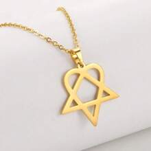 1件经典简约星心不锈钢吊坠，男女皆宜。复古闪亮硬币锁骨项链，展现个性魅力教师节