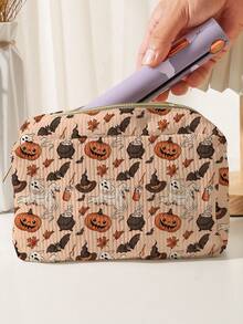1pc Halloween Pattern Cosmetic Bag Travel Cosmetic Bag Travel Convenient Toiletry Bag, Theme Cosmetic Bag Portable Women Travel Out High Sense Large Capacity Highly Attractive Storage Bag Toiletry Bag Bag Holiday Pattern Cosmetic Storage Bag, Suitable For Halloween Theme Storage Bag, Travel Business Travel Cosmetic Bag Makeup Bag Makeup Bags Makeup Organizer Make Up Organizer Makeup Storage - Multicolor - View 4