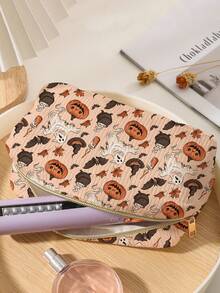 1pc Halloween Pattern Cosmetic Bag Travel Cosmetic Bag Travel Convenient Toiletry Bag, Theme Cosmetic Bag Portable Women Travel Out High Sense Large Capacity Highly Attractive Storage Bag Toiletry Bag Bag Holiday Pattern Cosmetic Storage Bag, Suitable For Halloween Theme Storage Bag, Travel Business Travel Cosmetic Bag Makeup Bag Makeup Bags Makeup Organizer Make Up Organizer Makeup Storage - Multicolor - View 3
